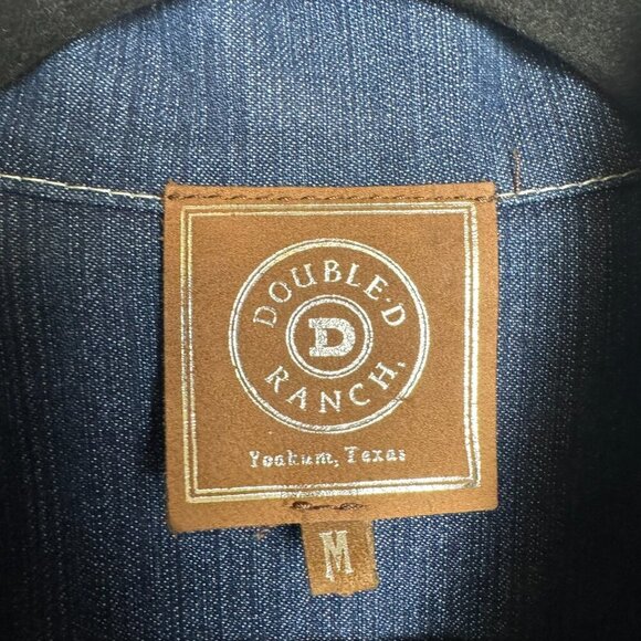 Double D Ranch Dark Denim Embroidered Jacket Size Medium Button Front B50 - Picture 4 of 6
